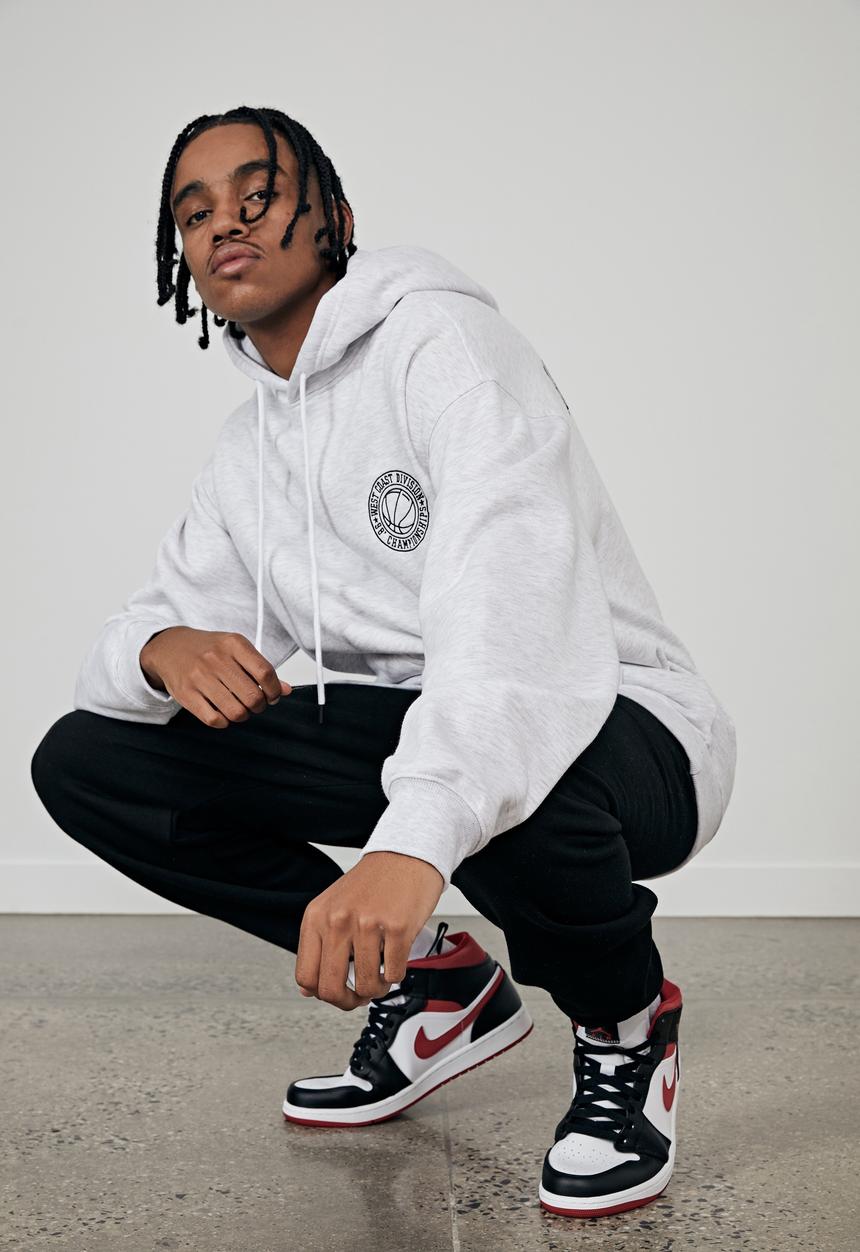 Factorie - Oversized graphic hoodie - silver marle 