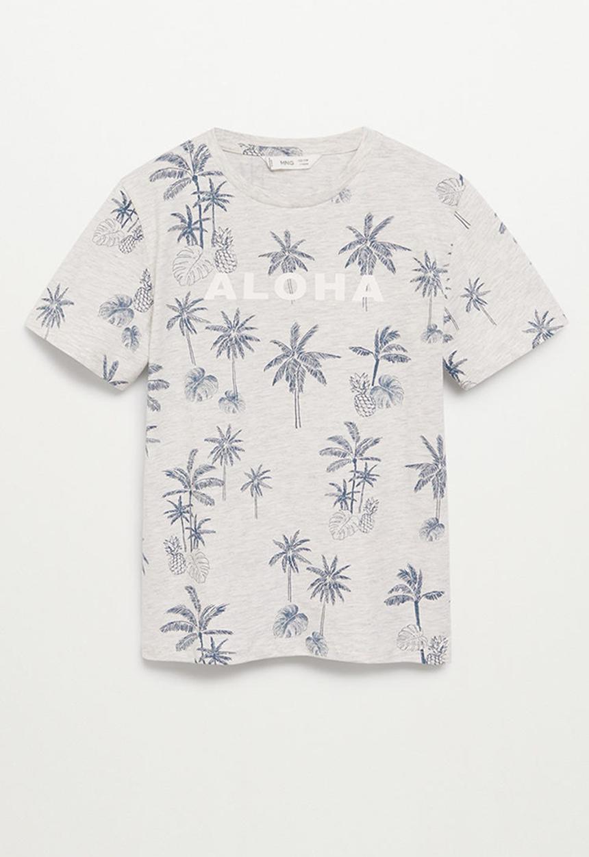 MANGO - T-shirt aloha - grey