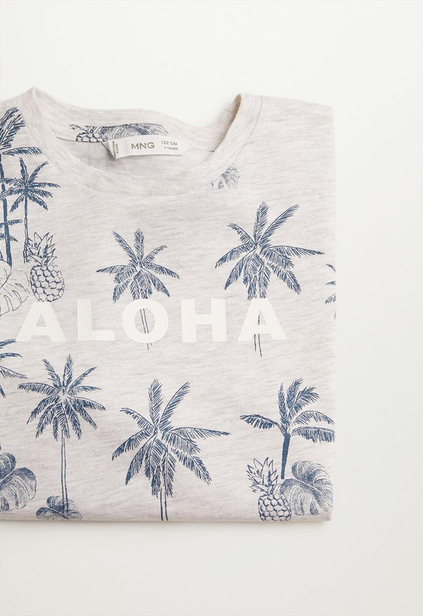 MANGO - T-shirt aloha - grey