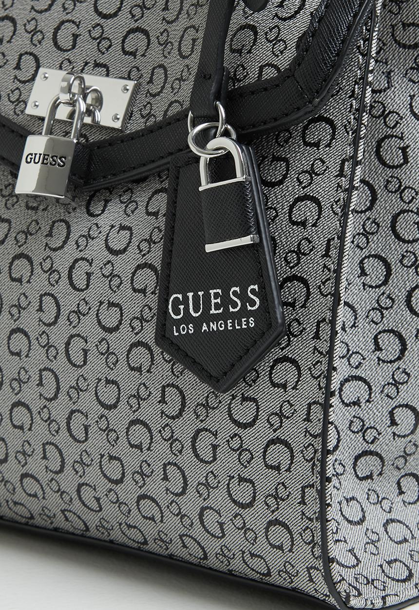 GUESS - Kravitz small flap satchel - black & grey 