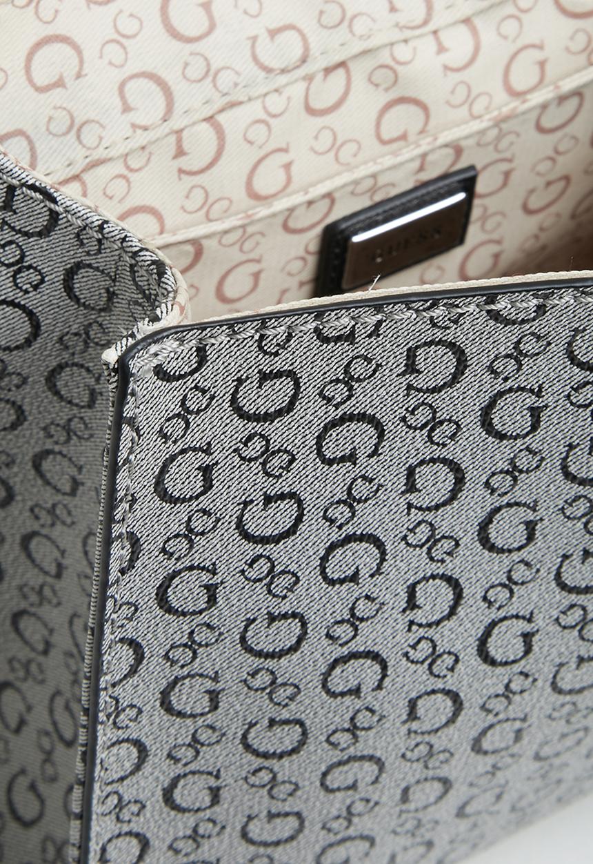 GUESS - Kravitz small flap satchel - black & grey 