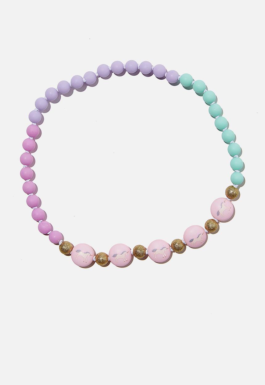 Cotton On - Beaded necklace - pink unicorn