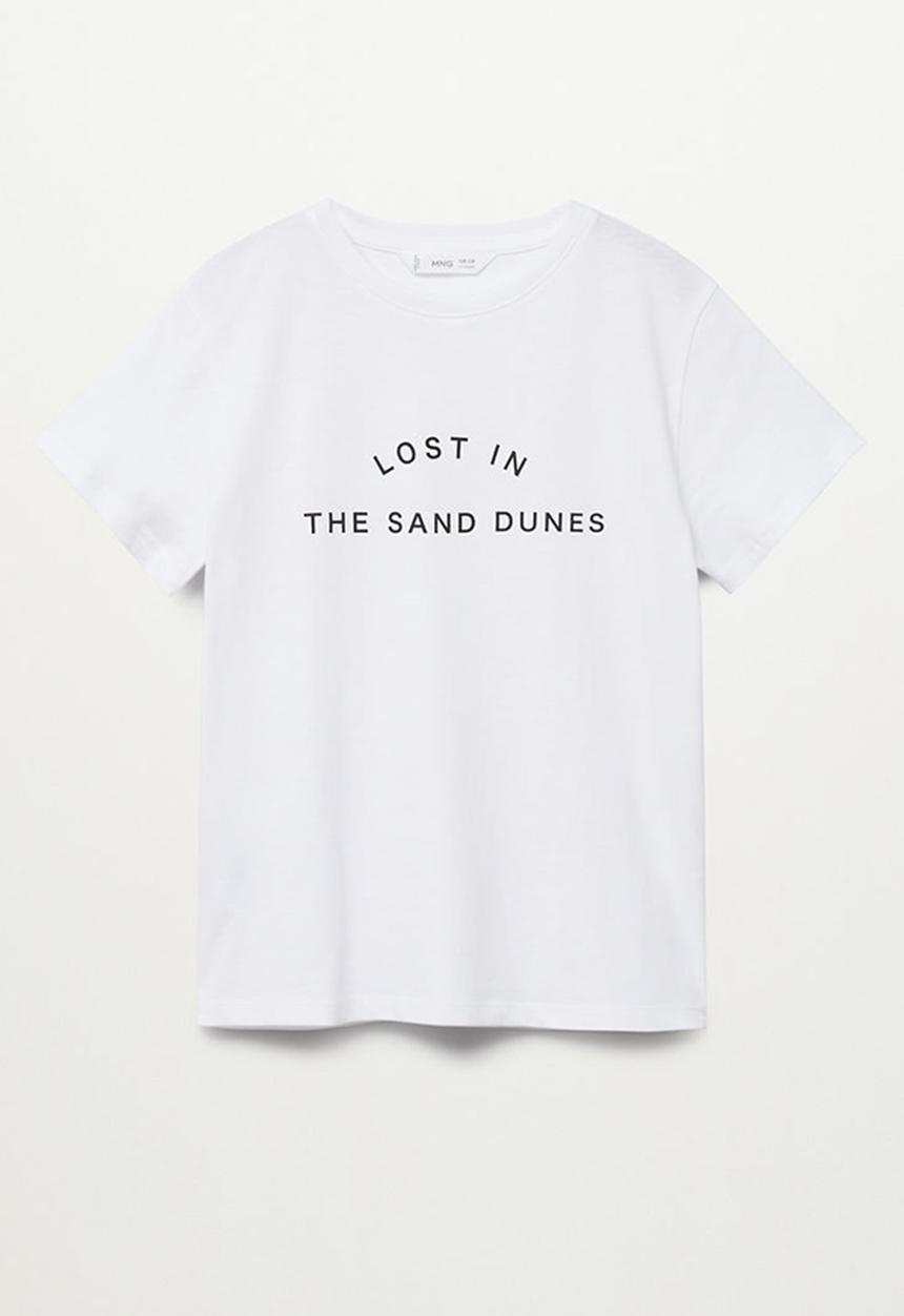 MANGO - T-shirt sand - white
