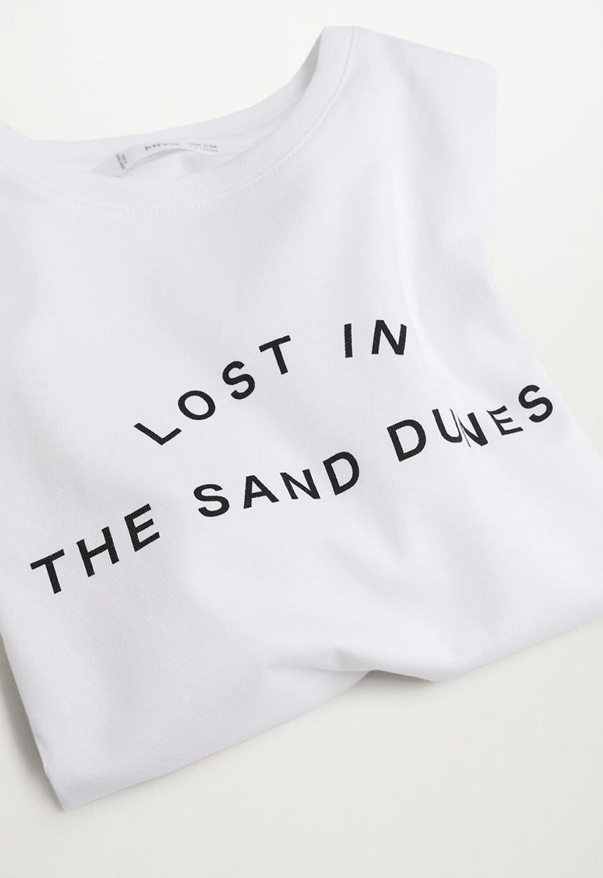 MANGO - T-shirt sand - white