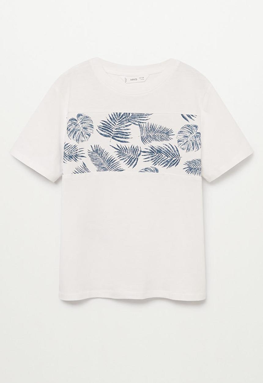 MANGO - T-shirt leaves - white