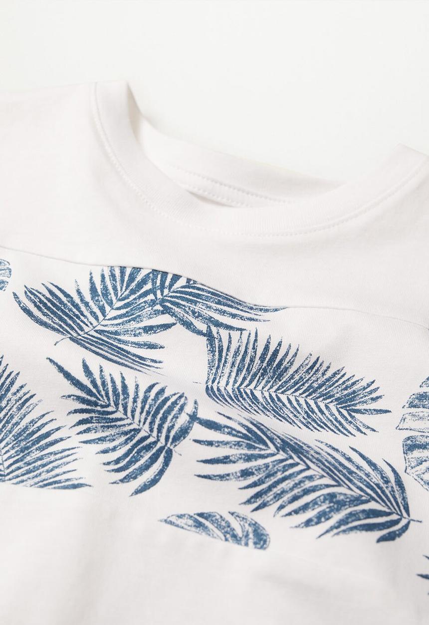 MANGO - T-shirt leaves - white