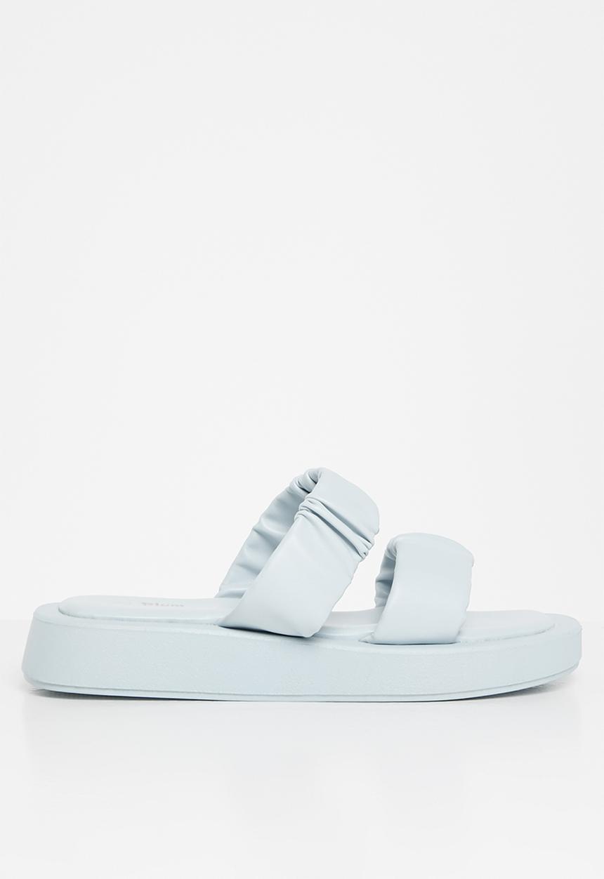 Plum - Peachy ruched double strap flatform slide - blue