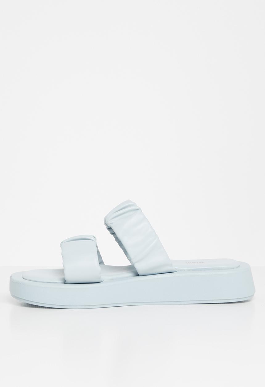 Plum - Peachy ruched double strap flatform slide - blue