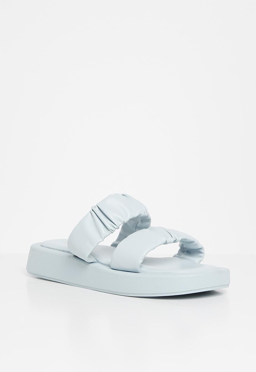 Plum - Peachy ruched double strap flatform slide - blue