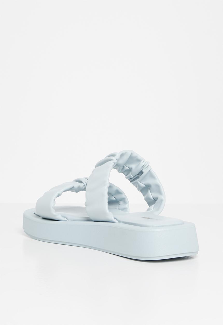 Plum - Peachy ruched double strap flatform slide - blue