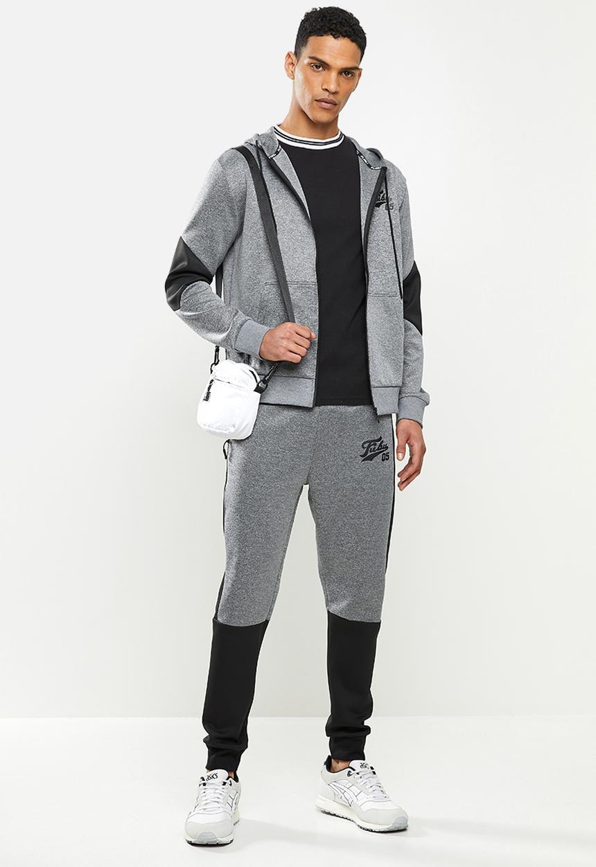 FUBU - Hudson 2.0 tracksuit bottom - black & grey 