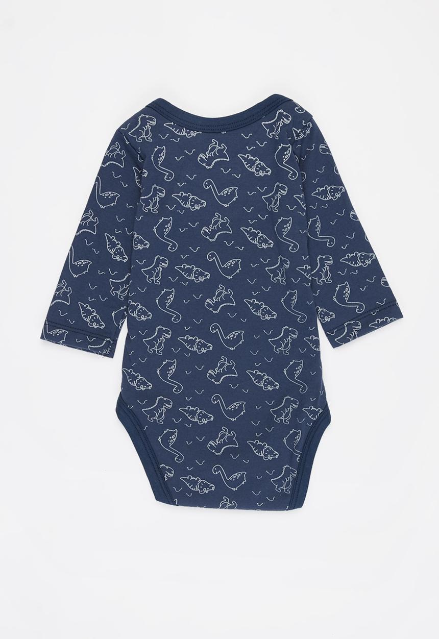 Pop Candy - Baby boys 2 pack babygrow - grey & navy 