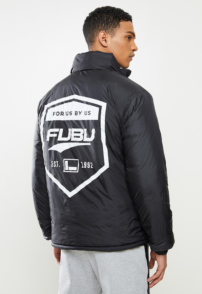 FUBU - Fubu puff mens reversible jacket - black & yellow
