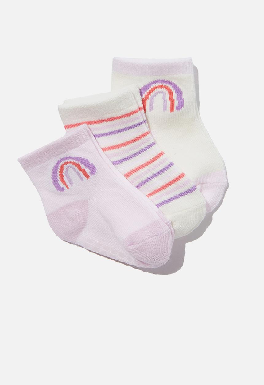Cotton On - 3pk baby socks - crystal pink rainbow