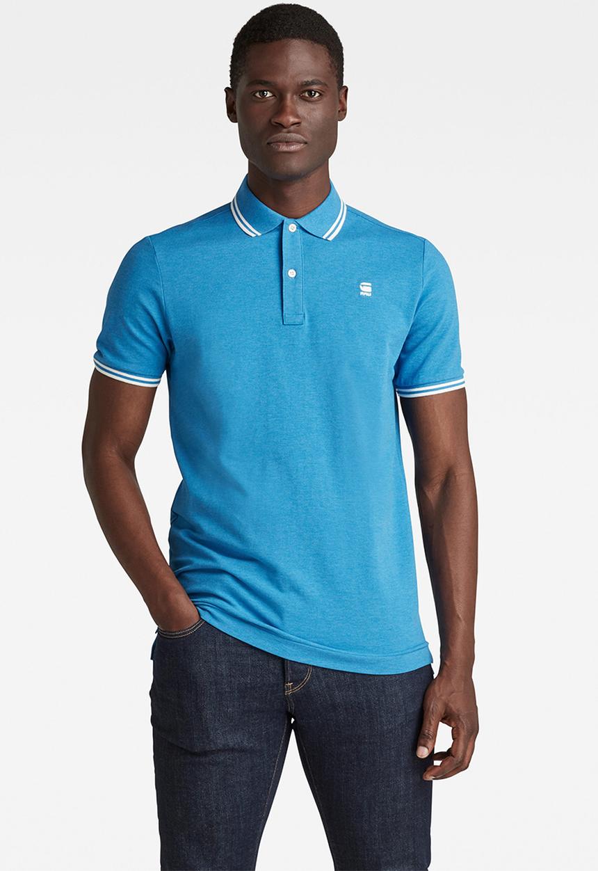 G-STAR - Dunda slim stripe polo short sleeve - blue