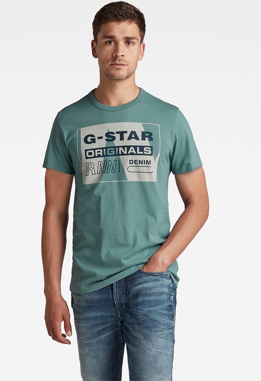 G-STAR - Layer originals logo gr r t short sleeve- light bright nickel