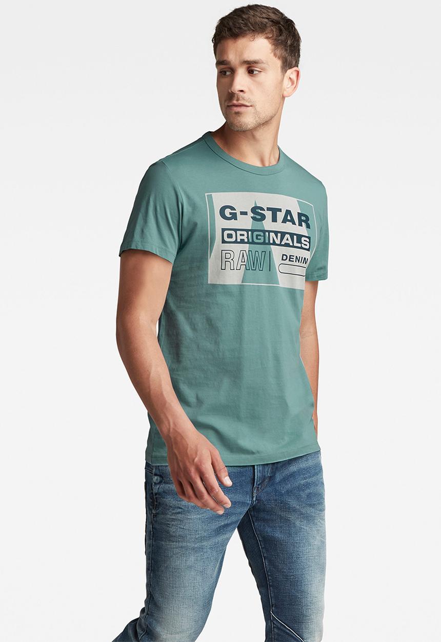 G-STAR - Layer originals logo gr r t short sleeve- light bright nickel