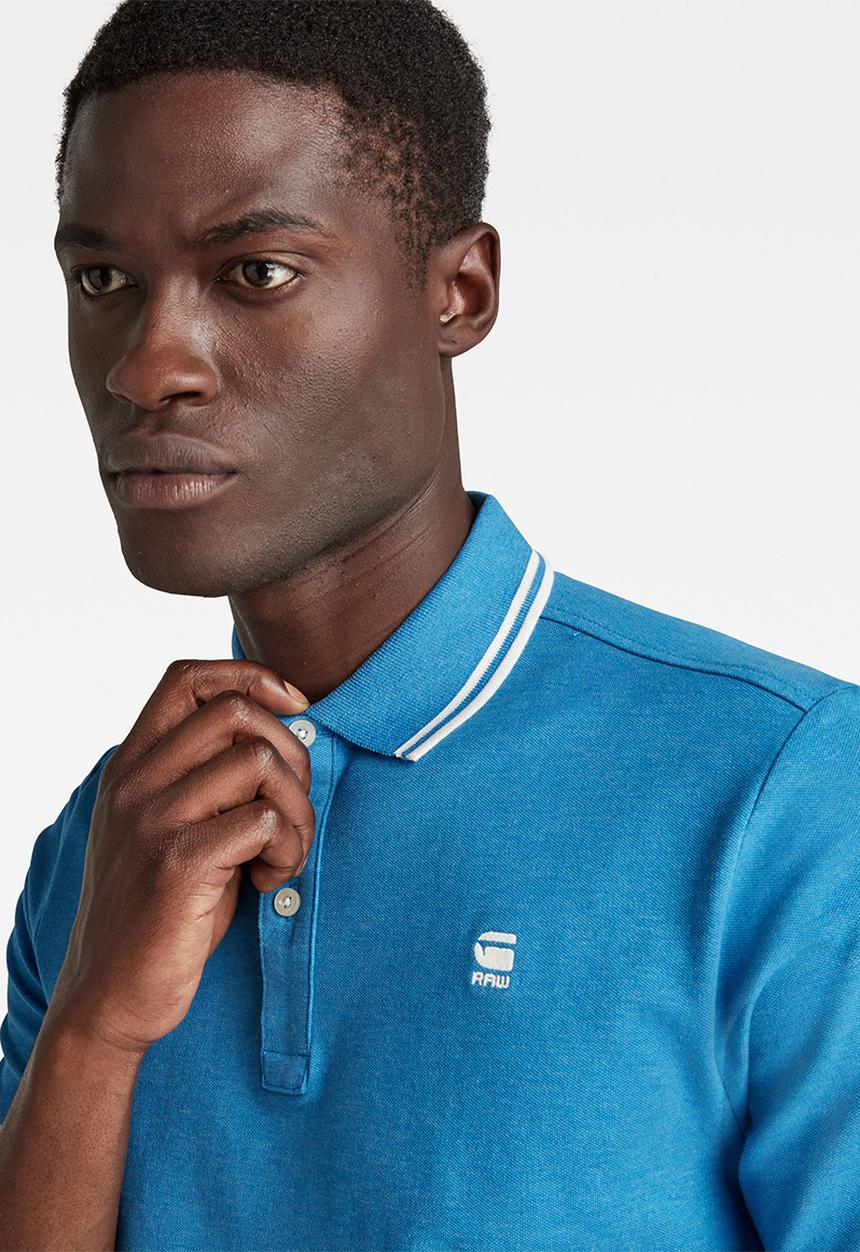 G-STAR - Dunda slim stripe polo short sleeve - blue