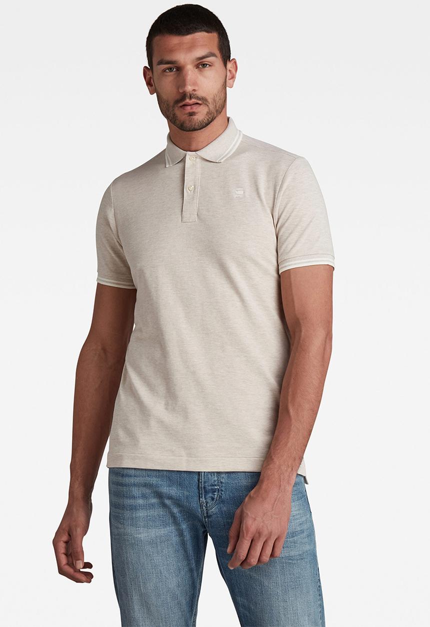 G-STAR - Dunda slim stripe polo short sleeve - bright liquid pink htr