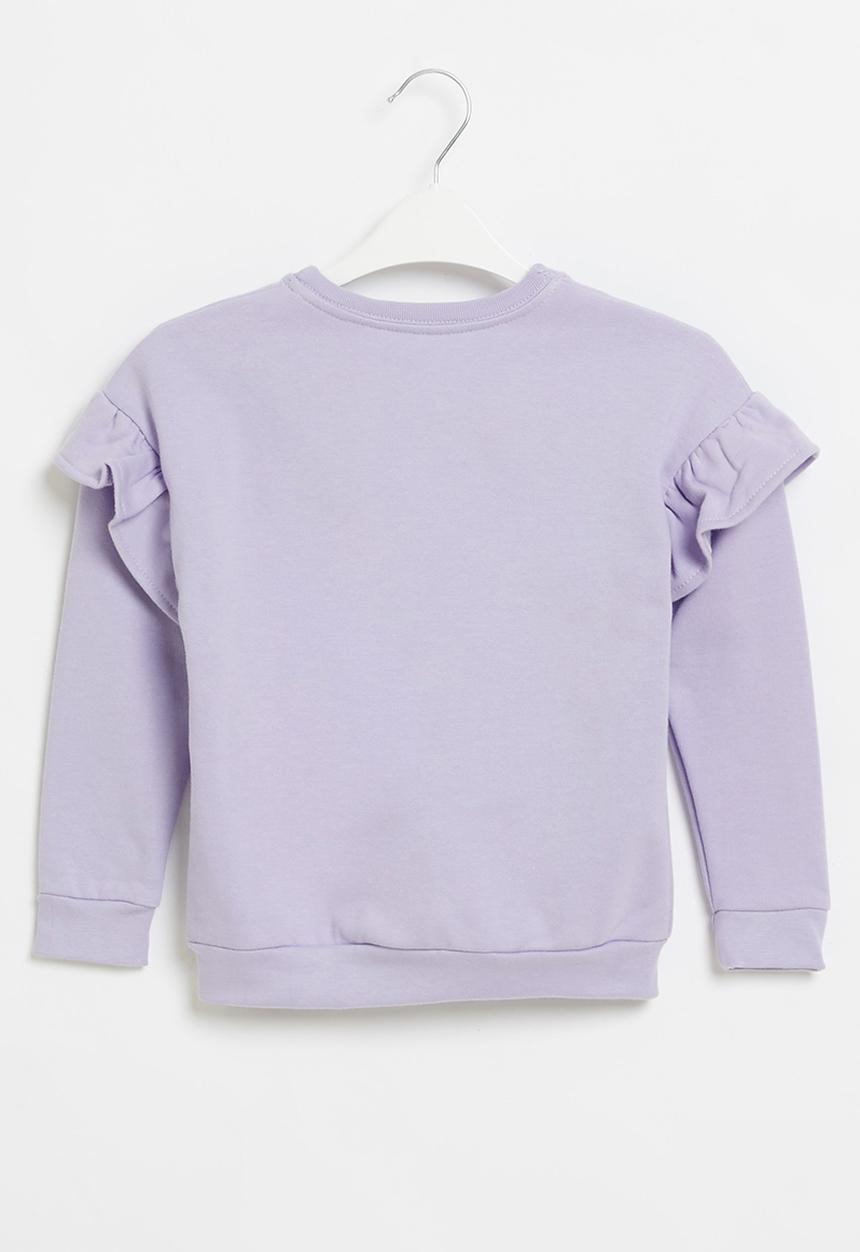 Pop Candy - Younger girls frill sleeve sweat top - purple