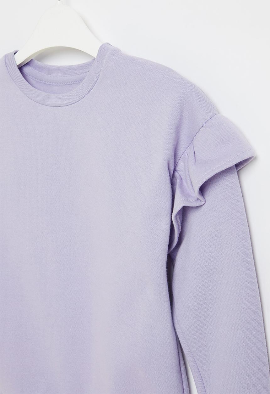 Pop Candy - Younger girls frill sleeve sweat top - purple