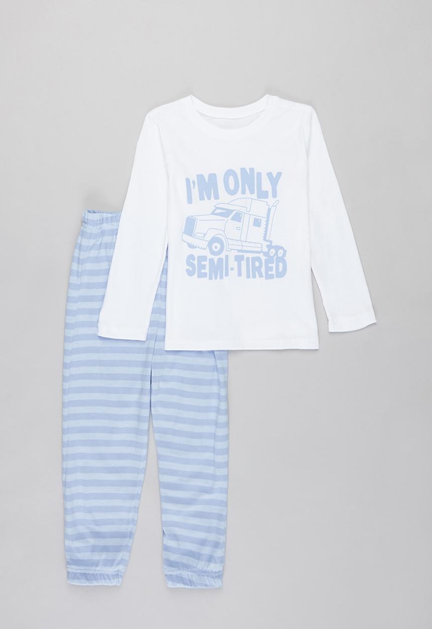 Pop Candy - Long sleeve tee & pants pj set -blue & white 