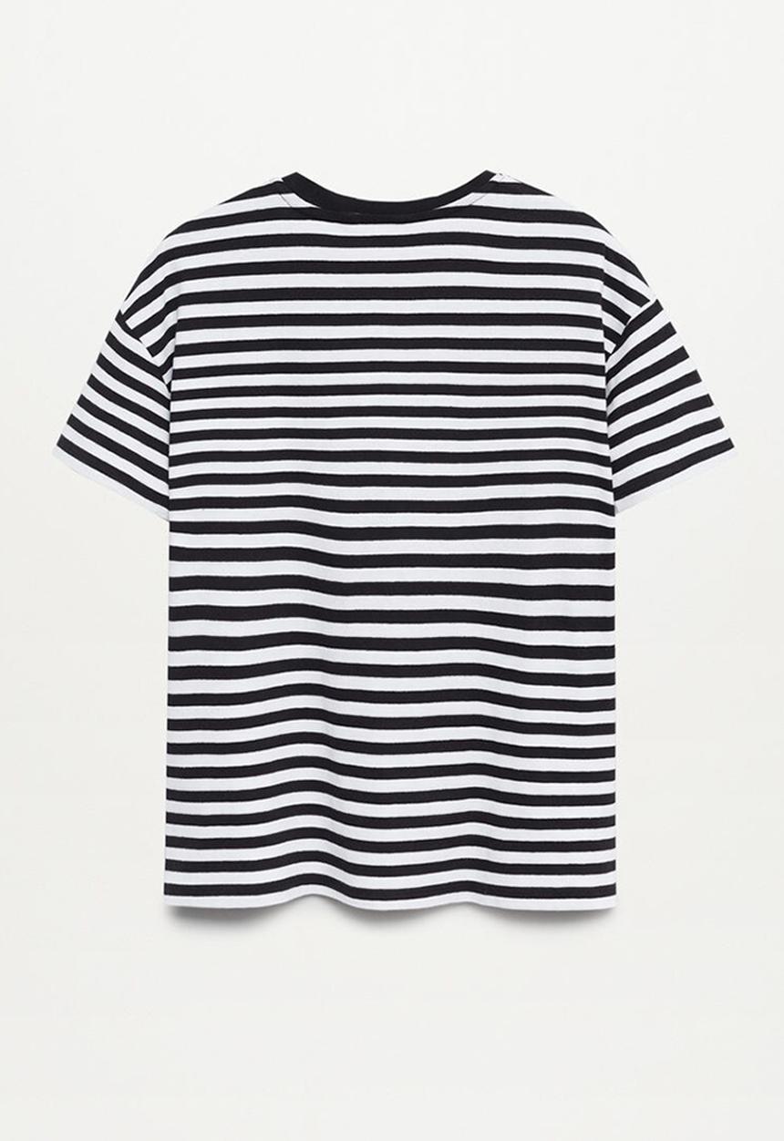 MANGO - Camiseta lines - black & white 