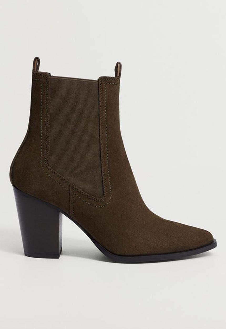 MANGO - Lana leather ankle boot - beige / khaki