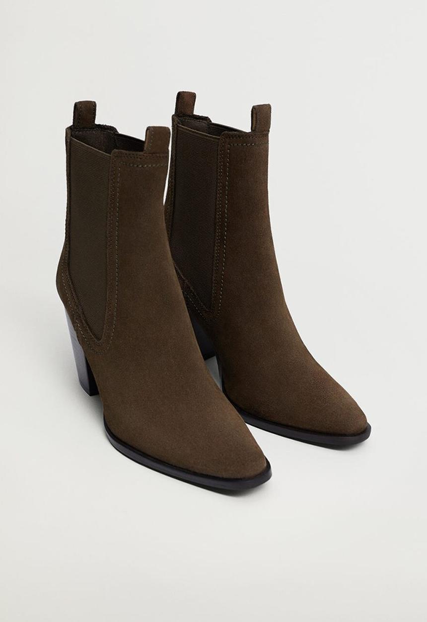 MANGO - Lana leather ankle boot - beige / khaki