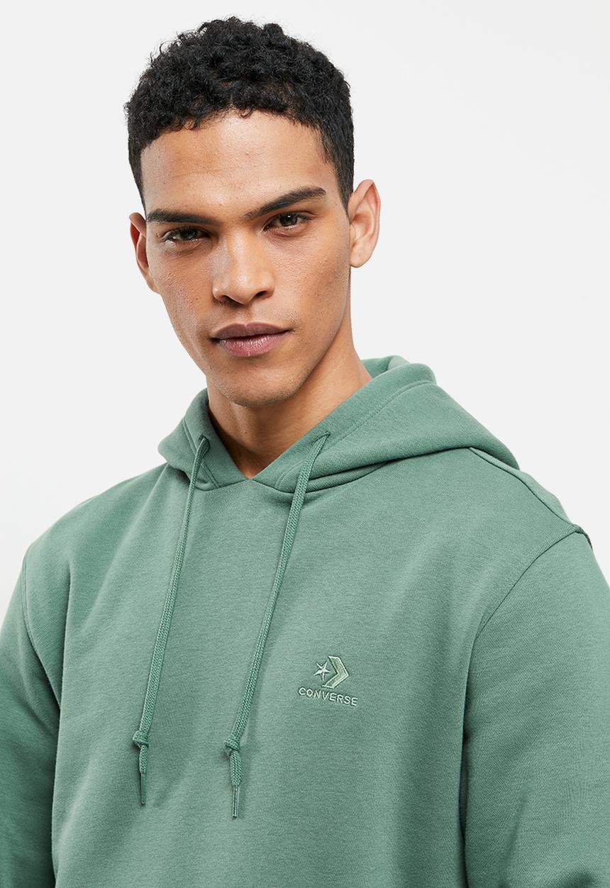 Converse - Embroidered star chevron fleece pullover hoodie - teal
