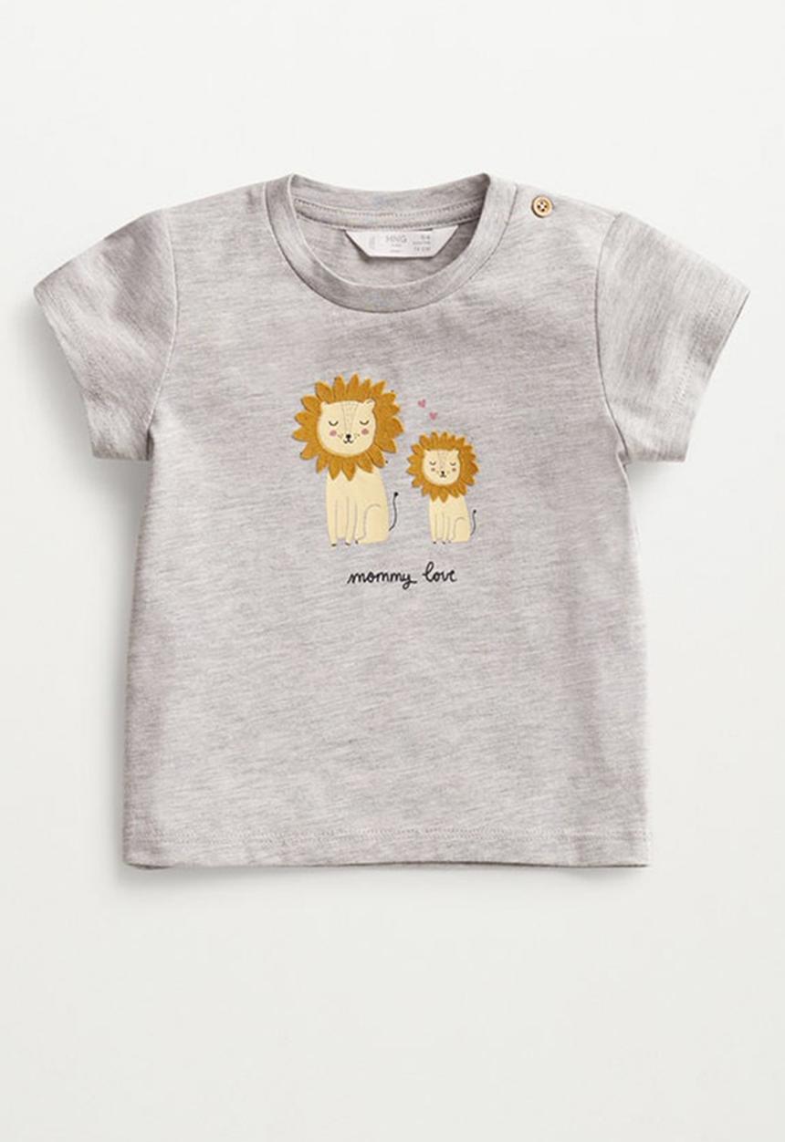 MANGO - T-shirt lion - grey