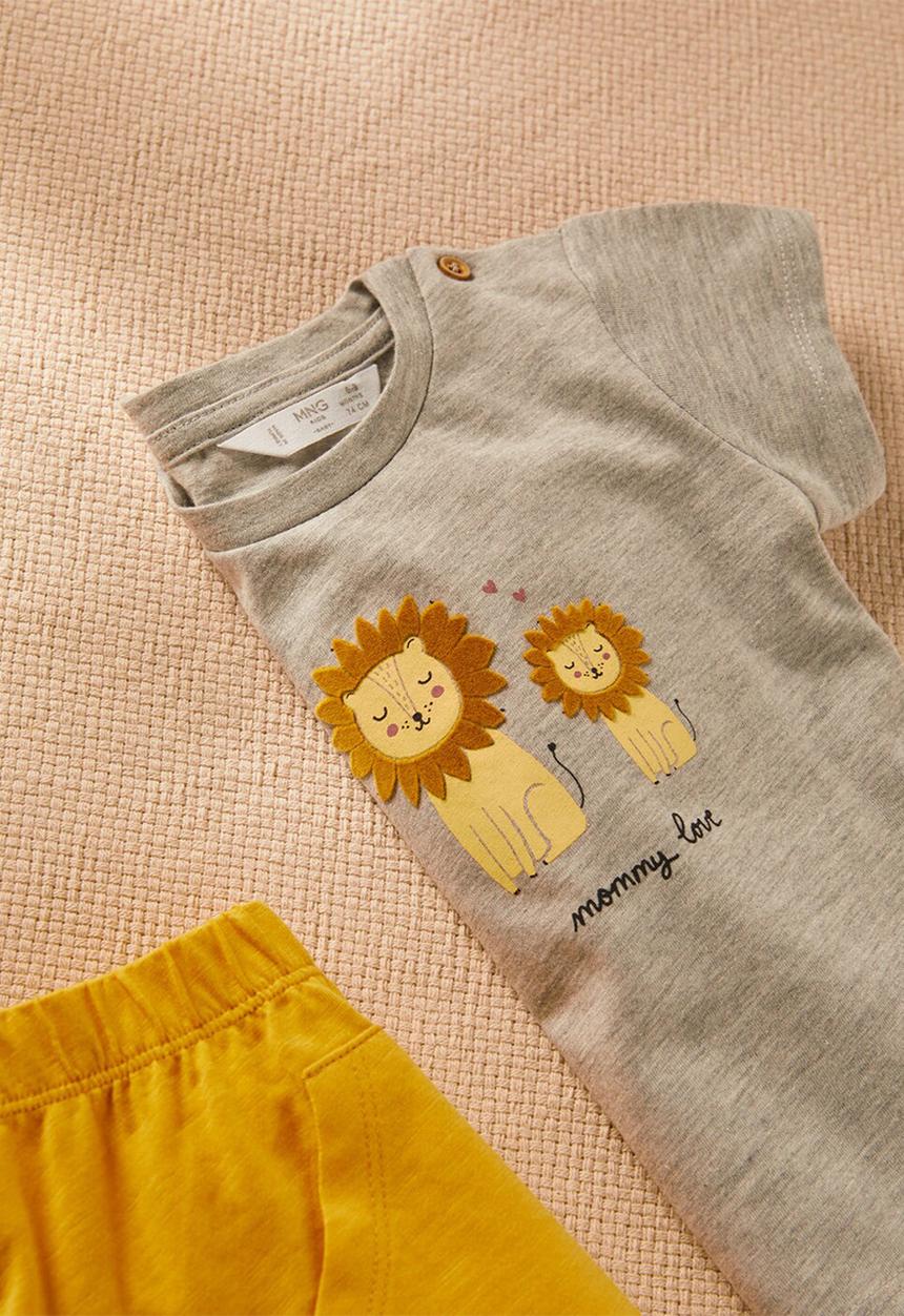 MANGO - T-shirt lion - grey