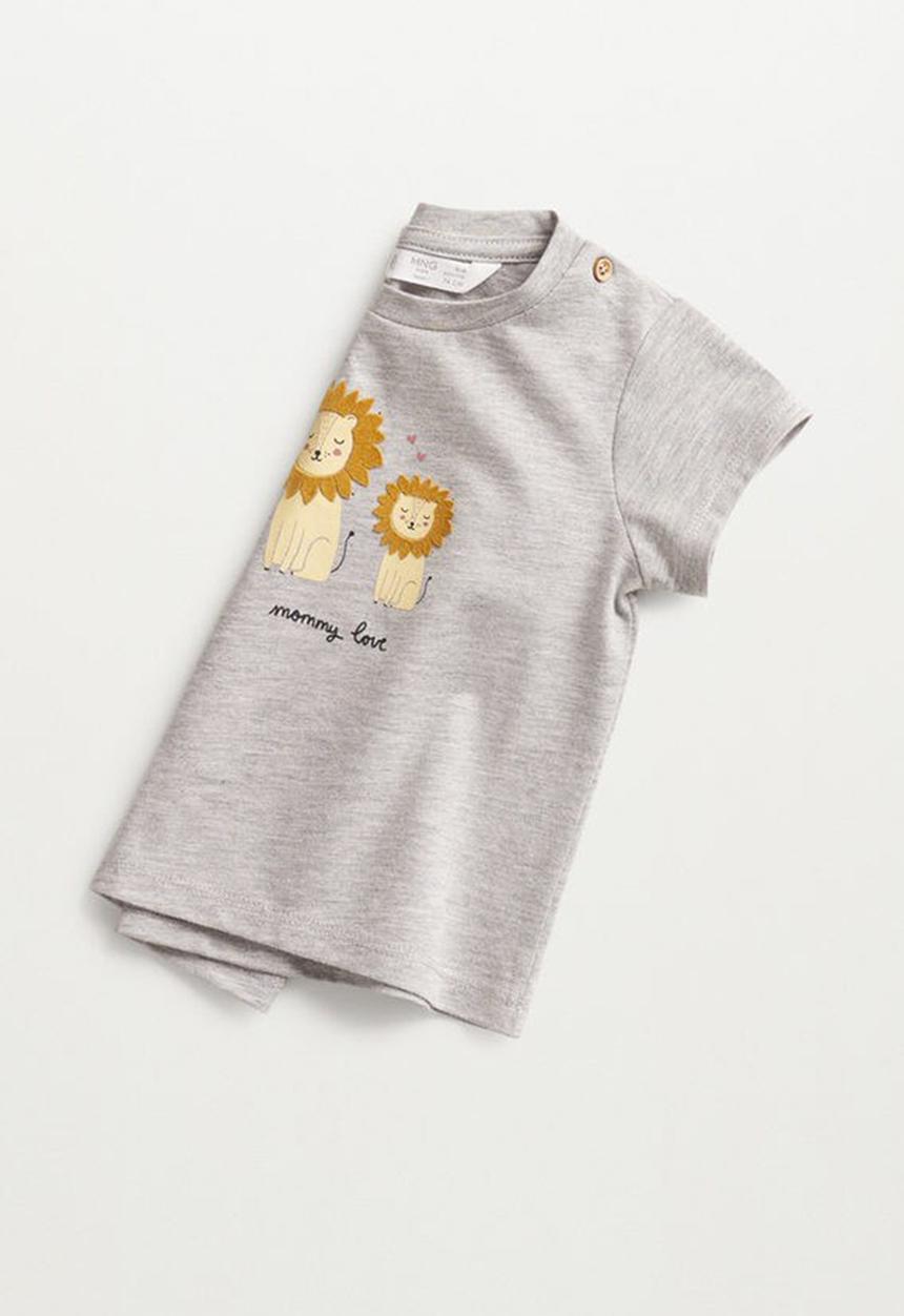 MANGO - T-shirt lion - grey