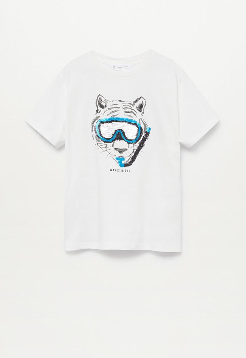 MANGO - T-shirt waves - white