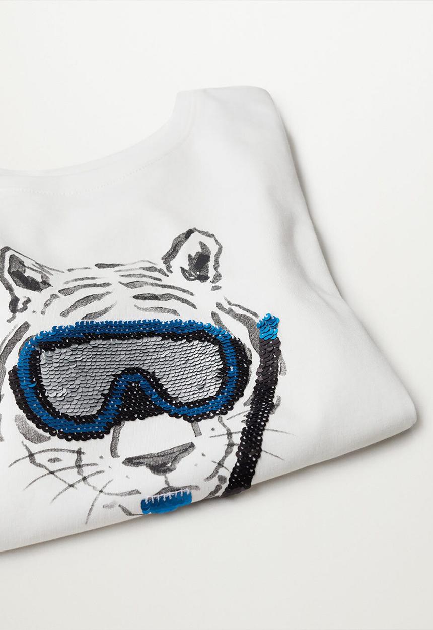 MANGO - T-shirt waves - white