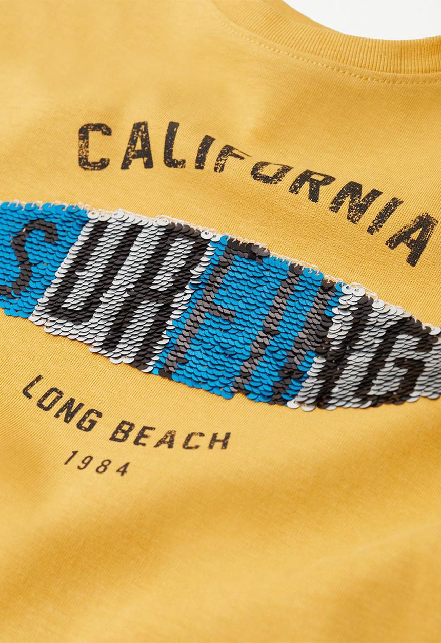 MANGO - T-shirt waves - medium yellow