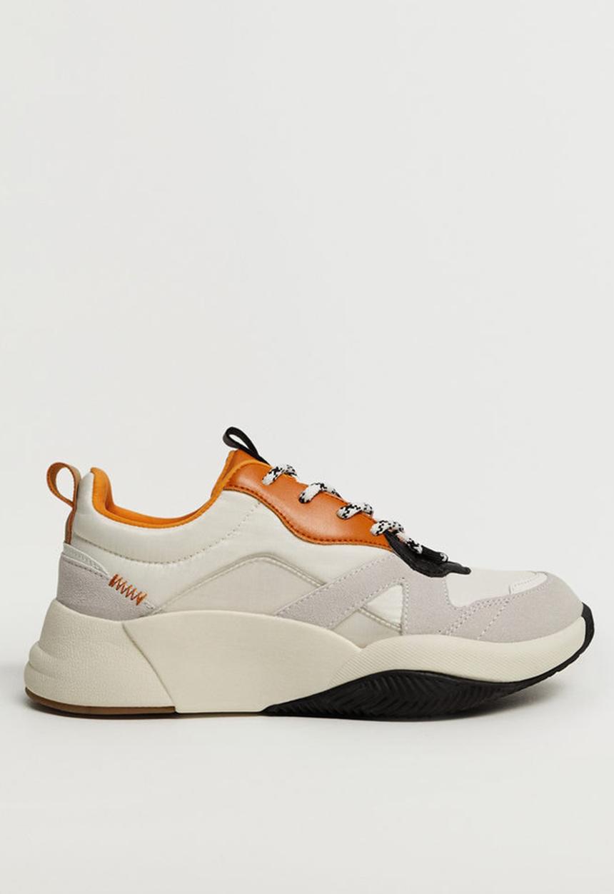 MANGO - Hong leather combo sneaker - white