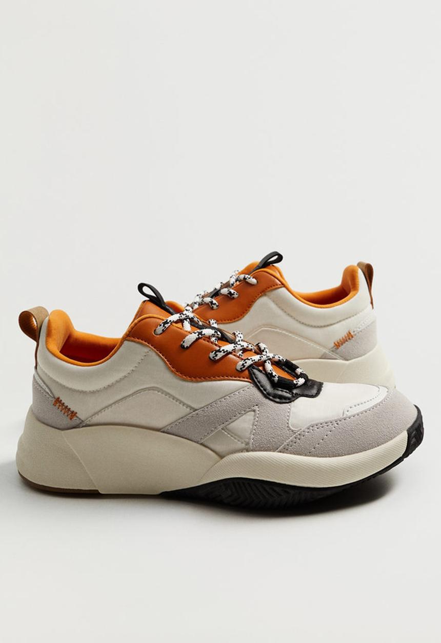 MANGO - Hong leather combo sneaker - white