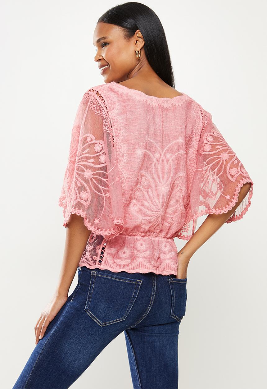 Stella Morgan - Embroidered blouse top - pink