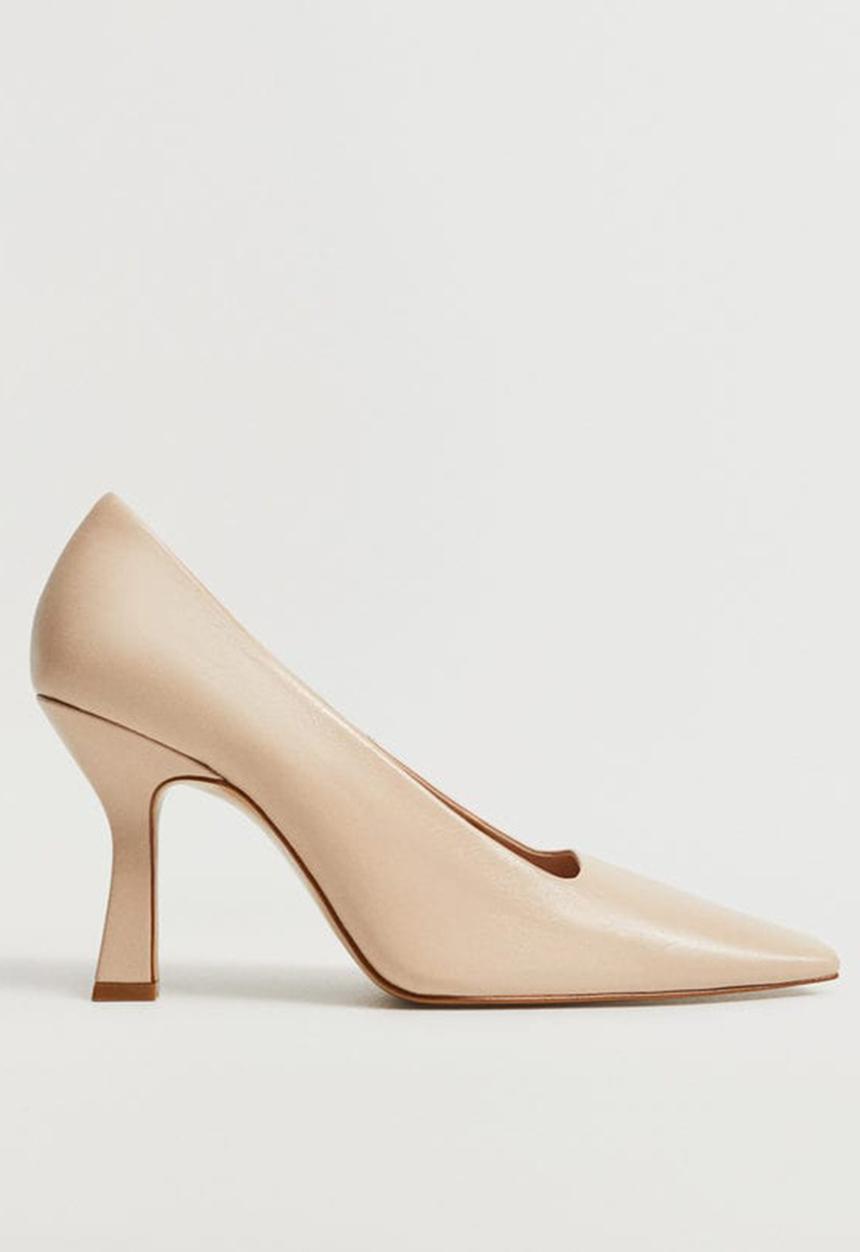 MANGO - Rebeca leather court - light beige
