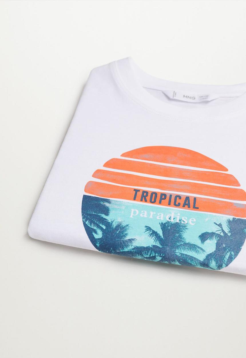 MANGO - T-shirt flo - white