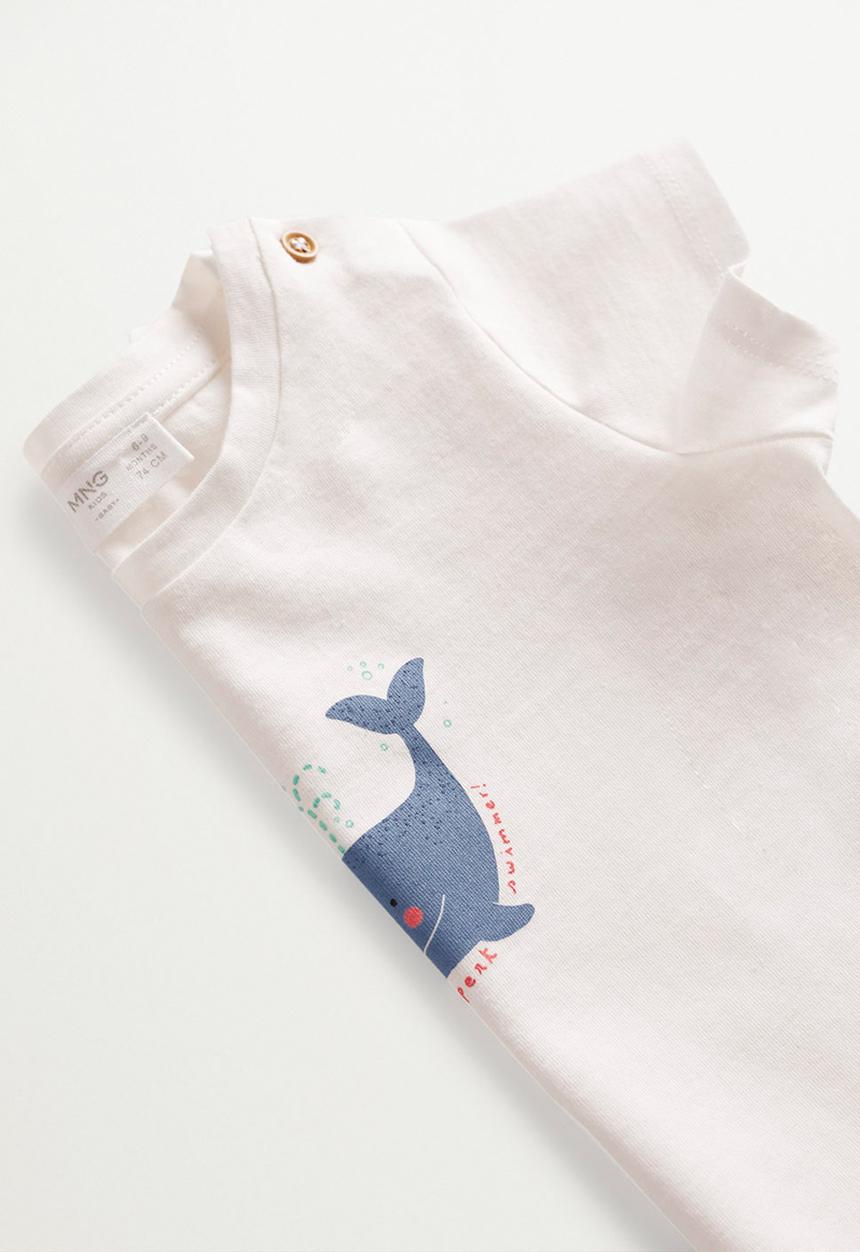 MANGO - T-shirt swimmer - white 