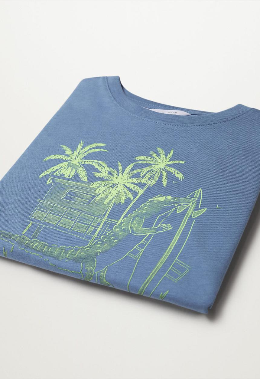 MANGO - T-shirt florida - medium blue