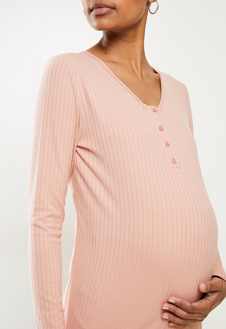 Superbalist - Long sleeve henley fitted tee - pink