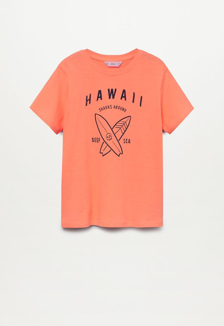 MANGO - T-shirt hawaii - orange