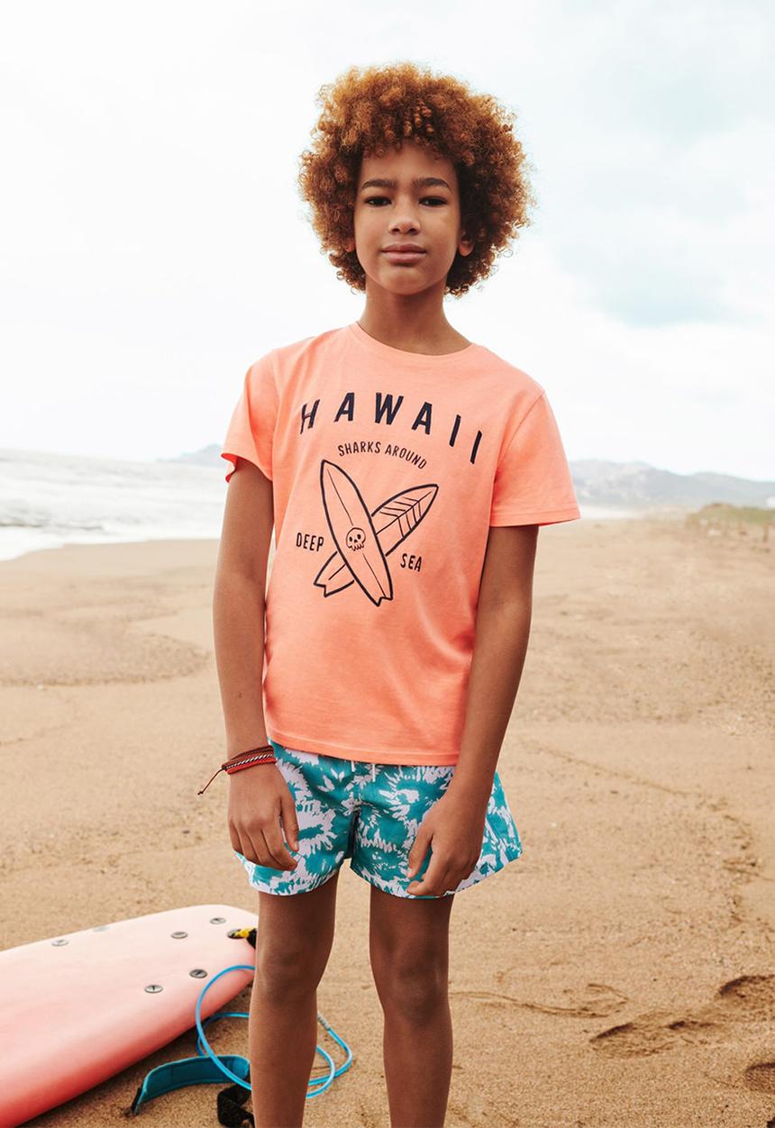 MANGO - T-shirt hawaii - orange