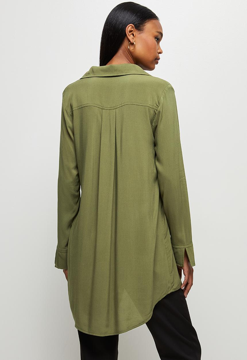 edit - Longline viscose shirt - olive