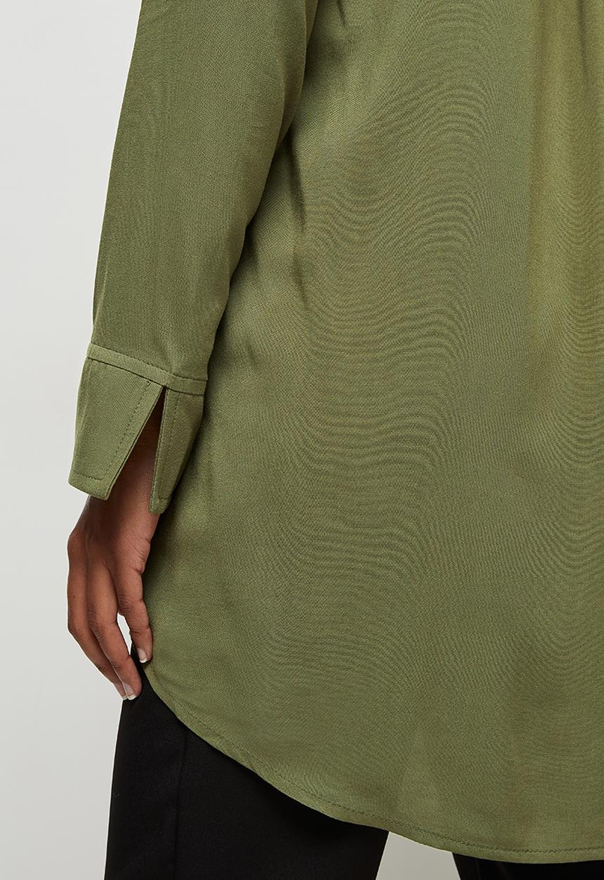 edit - Longline viscose shirt - olive