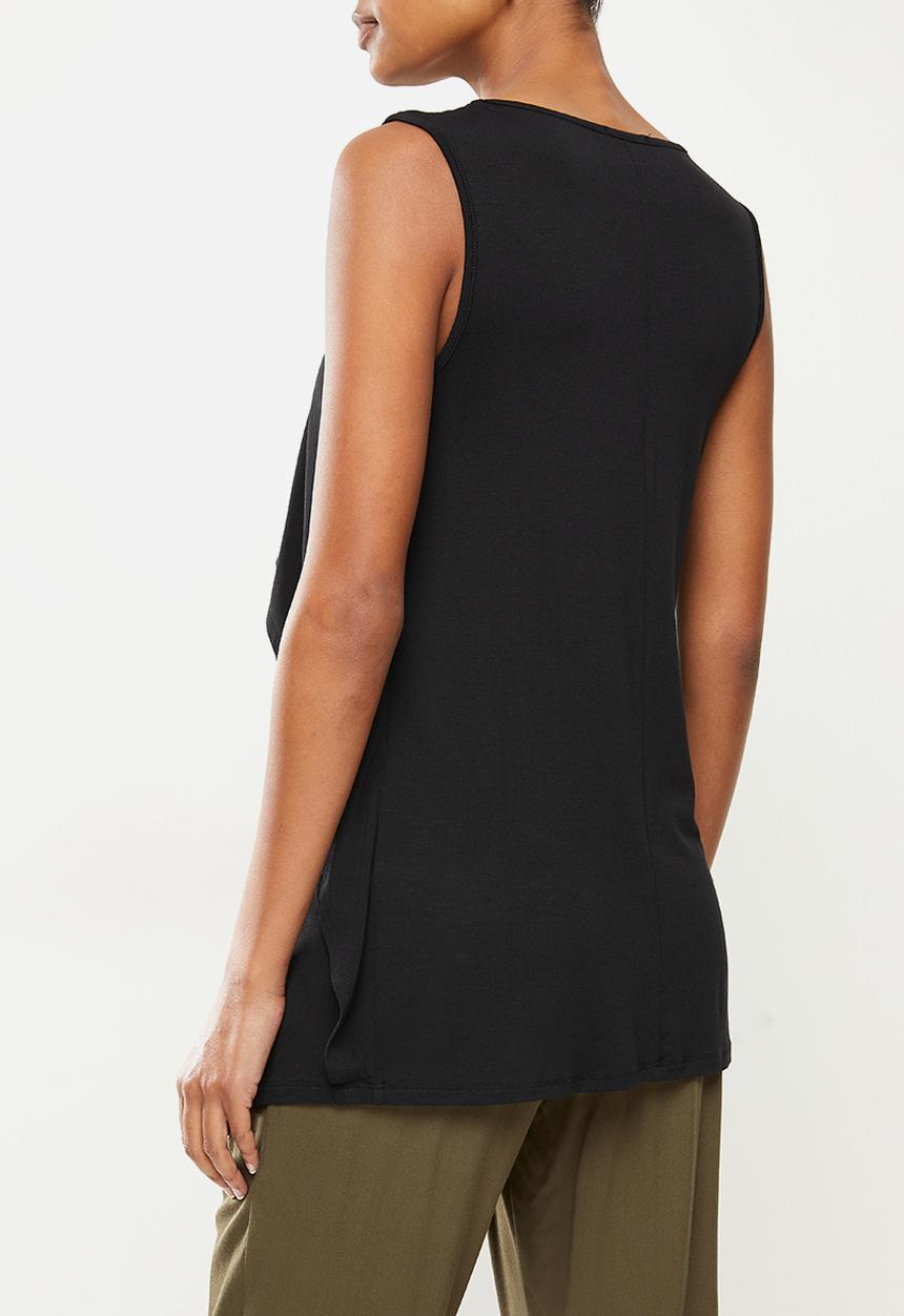 edit Maternity - Sleeveless waterfall nursing tee - black
