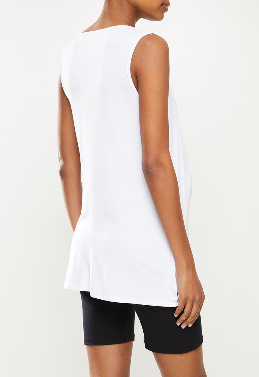 edit Maternity - Sleeveless waterfall nursing tee - white